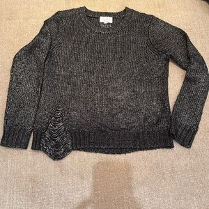 Feel the Piece Black and Silver Poly and Wool Sweater xs/s